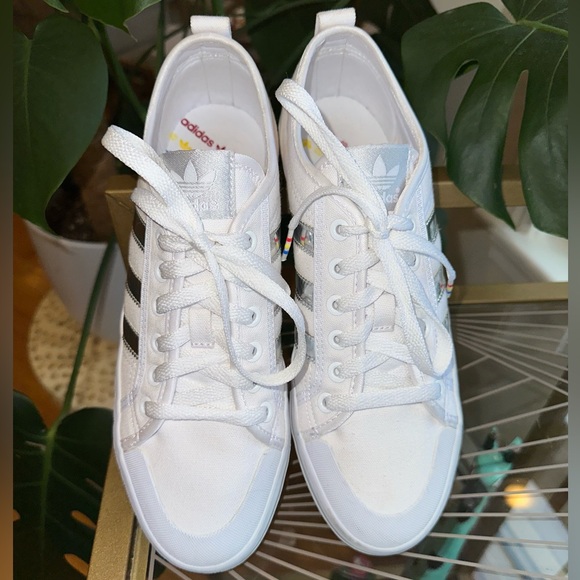 Adidas Originals White & Silver Metallic Honey Stripes Low Sneakers 8.5 - Picture 8 of 8